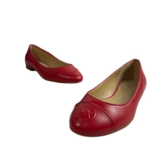 Michael Kors Women's Red Leather Dylan Flats Sz 7.5 - Picture 1 of 14